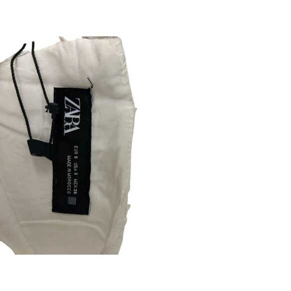 Zara Womens Dress S Small Mini White Fringed Trim Short Sleeve 8266/531 NWT - Picture 4 of 12